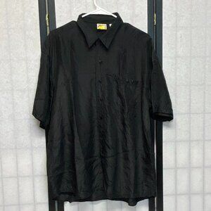 Creative Edge Vintage Short Sleeve Washable Silk Button Front Collared Shirt L